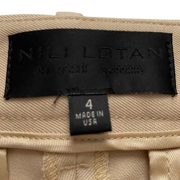 Womens Nili Lotan Wool Trousers Pleated Wide Leg Pants High Rise Beige, Size 4 - Picture 5 of 5